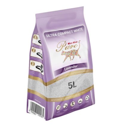 MIAU MIAU Pure Bentonita, Asternut Igienic pentru Pisica, Lavanda, 5L