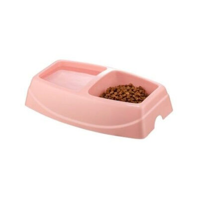 Castron Dublu, 4DOG Deluxe, Plastic, Roz, 2x0.25L