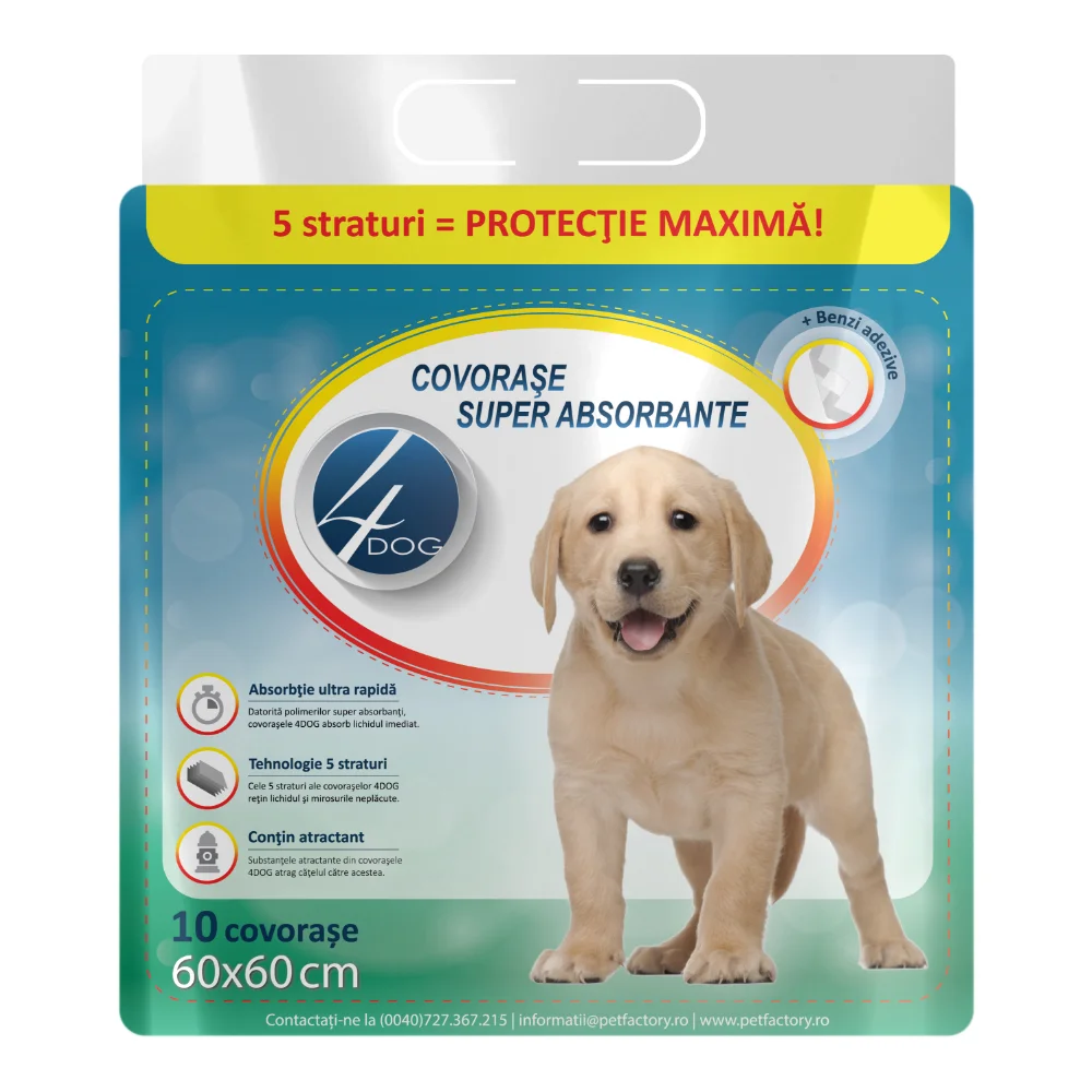 Covorase Igienice pentru Caine, 4DOG, 60x60cm, 10 bucati