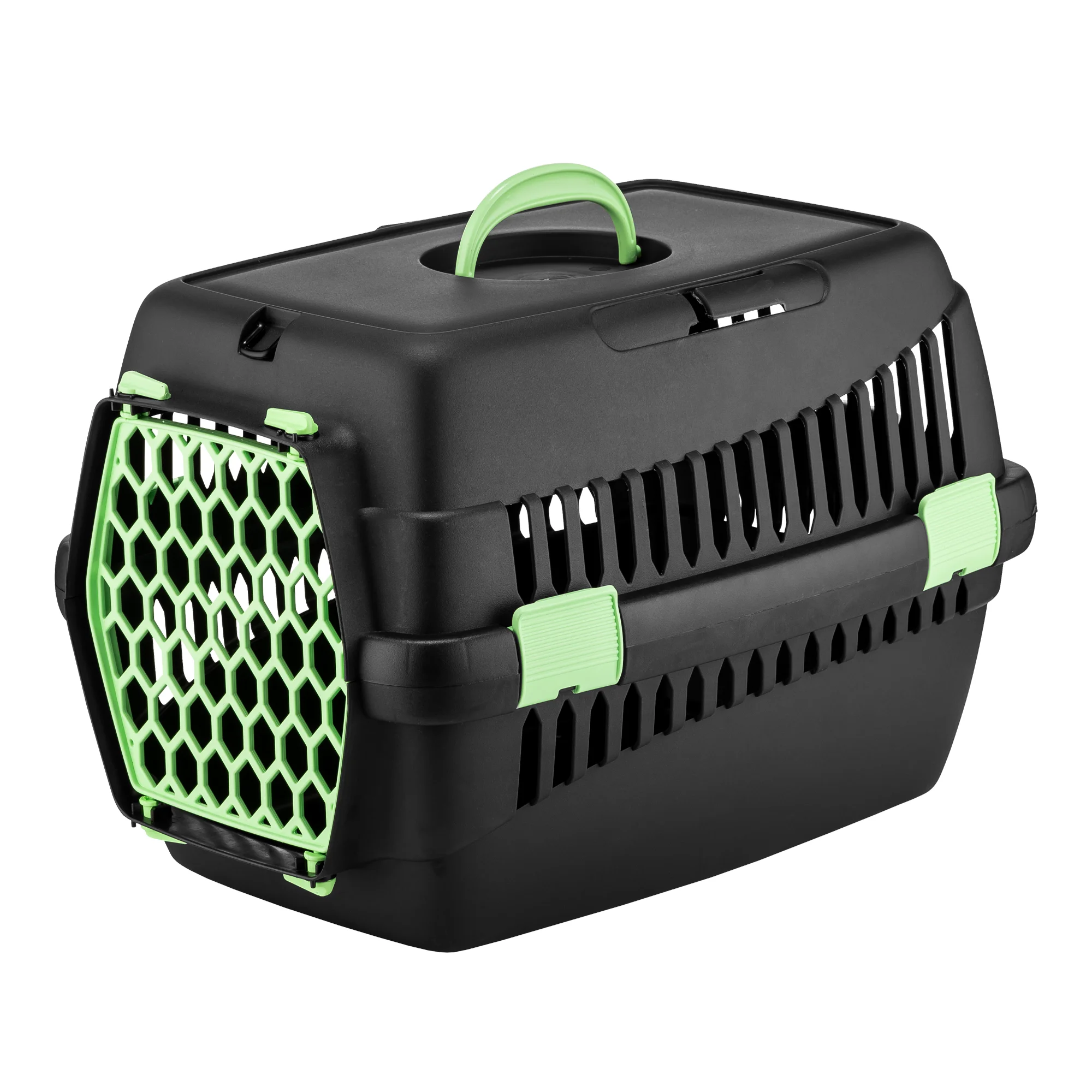 4DOG DELUXE Cusca de Transport, Neagra cu Usa Verde, 49x35x32.5cm , DELISTAT