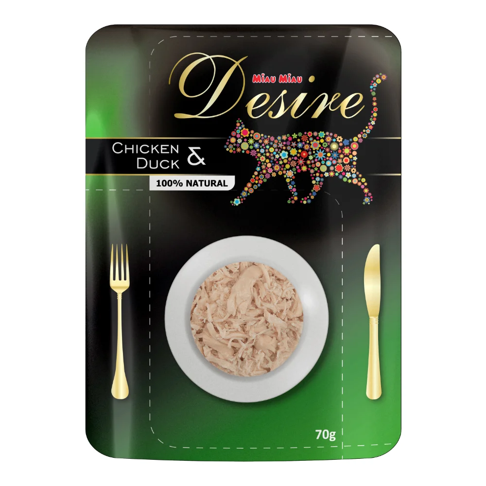 DESIRE Plic, Hrana Umeda Pisica Adult, Pui File si Rata in Supa, 70g