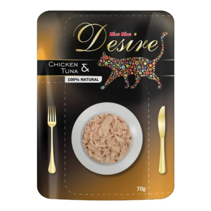 DESIRE Plic, Hrana Umeda Pisica Adult, Pui File si Ton in Supa, 70g