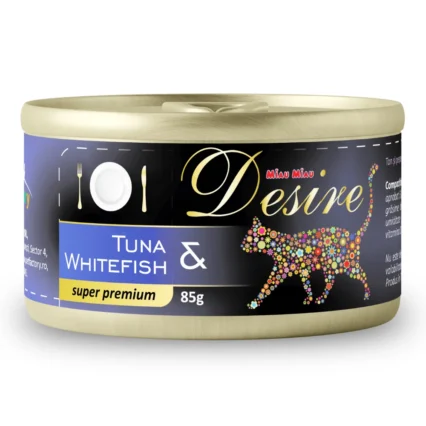 DESIRE Conserva, Hrana Umeda Pisica Adult, Ton File si Peste Alb in Gelatina, 85g