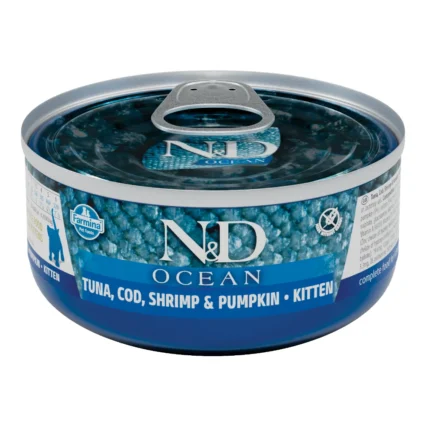 ND Ocean, Hrana Umeda Pisica Junior, Cod, Crevete si Dovleac, 70g
