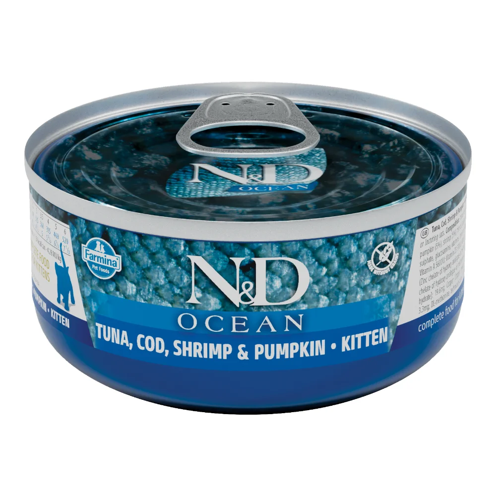 ND Ocean, Hrana Umeda Pisica Junior, Cod, Crevete si Dovleac, 70g