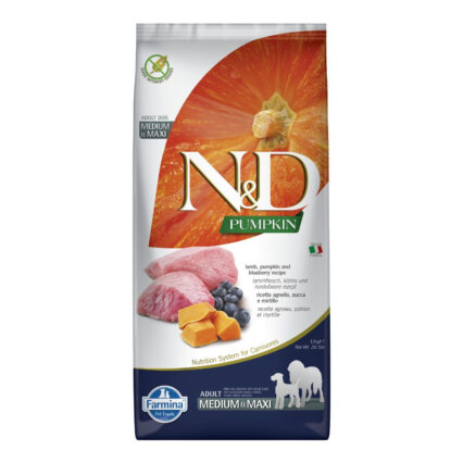 ND Pumpkin, Hrana Uscata Caine Adult, Talie Medie Mare, Miel si Afine, 12kg