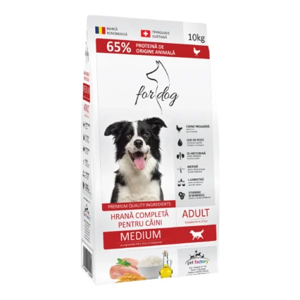 FOR DOG Hrana Uscata Caine Adult, Talie Medie, Pasare, 10kg