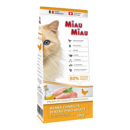 MIAU MIAU Hrana Uscata Pisica Adult, Pui, 10kg