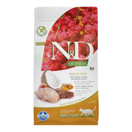 ND Quinoa Piele si Blana, Hrana Uscata Pisica Adult, Prepelita si Cocos, 1.5kg