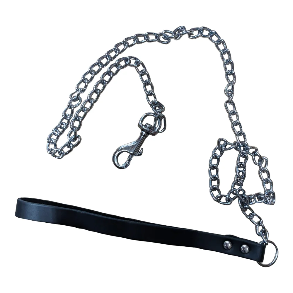 4DOG Lesa pentru Caine din Metal si Piele, Negru, Nr. 5, 4.0 90 cm , DELISTAT