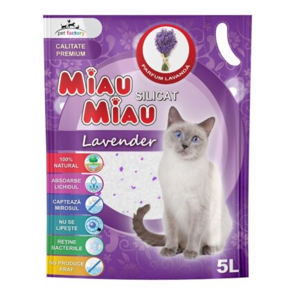 MIAU MIAU Silicat, Asternut Igienic pentru Pisica, Lavanda, 5L