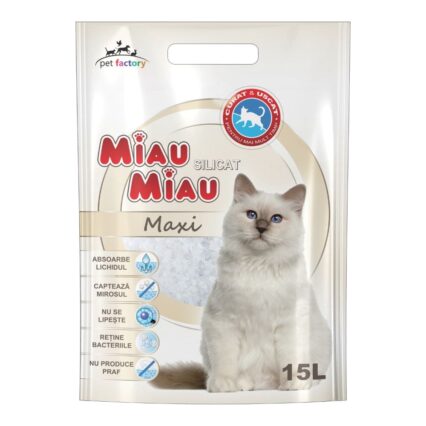 MIAU MIAU Silicat, Asternut Igienic pentru Pisica, Maxi, 15L