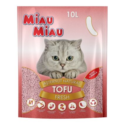 MIAU MIAU Tofu, Asternut Igienic pentru Pisica, Fresh, 10L