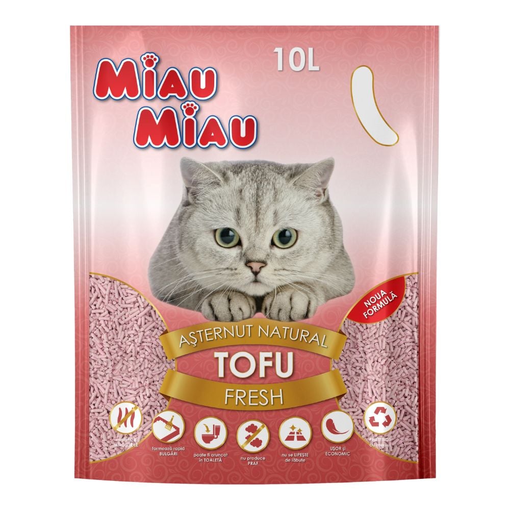 MIAU MIAU Tofu, Asternut Igienic pentru Pisica, Fresh, 10L