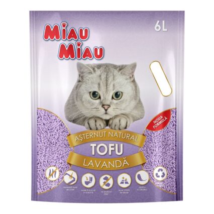 MIAU MIAU Tofu, Asternut Igienic pentru Pisica, Lavanda, 6L