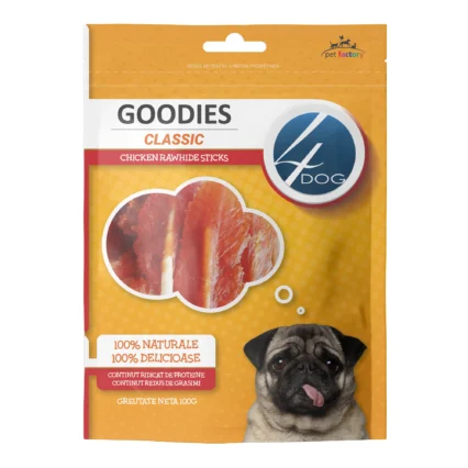 Recompense pentru Caine Adult, 4DOG GOODIES Classic, Sticks Piele Presata, 100g