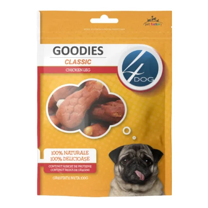 Recompense pentru Caine Adult, 4DOG GOODIES Classic, Copan de Pui, 100g