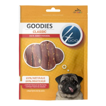 Recompense pentru Caine Adult, 4DOG GOODIES Classic, Jerky Tenders Rata, 100g