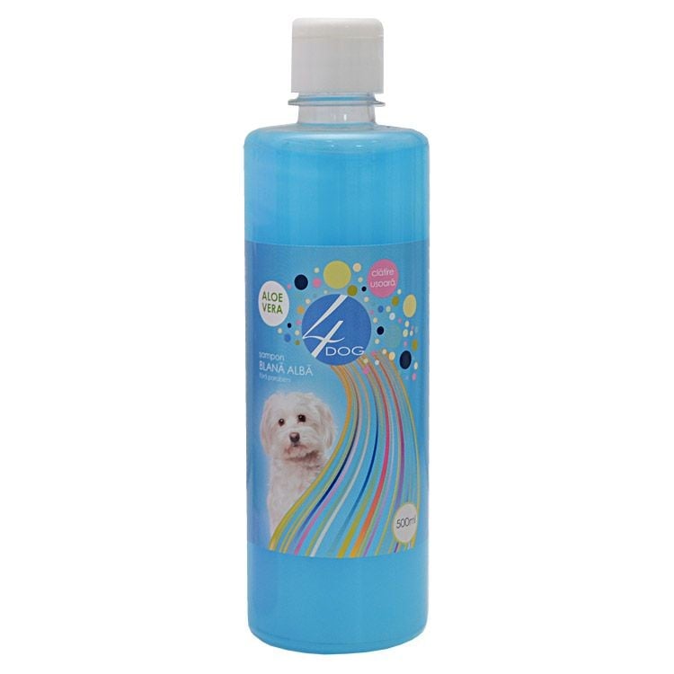 sampon pentru Caine, 4DOG, Blana Alba, 500ml