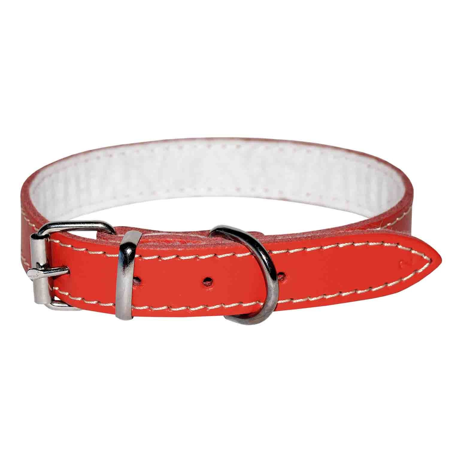 Zgarda pentru Caine, 4DOG, din Piele cu Pasla, Rosie, Nr. 0, 12 360 mm