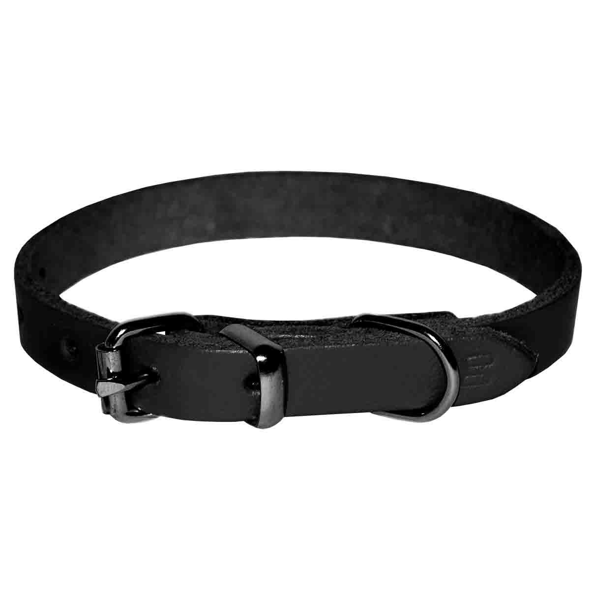 Zgarda pentru Caine, 4DOG, din Piele, Neagra, Nr. 1, 16 400 mm